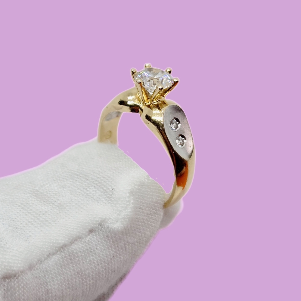 Wedding Ring Solitaire Diamond, 14k Gold - image 3